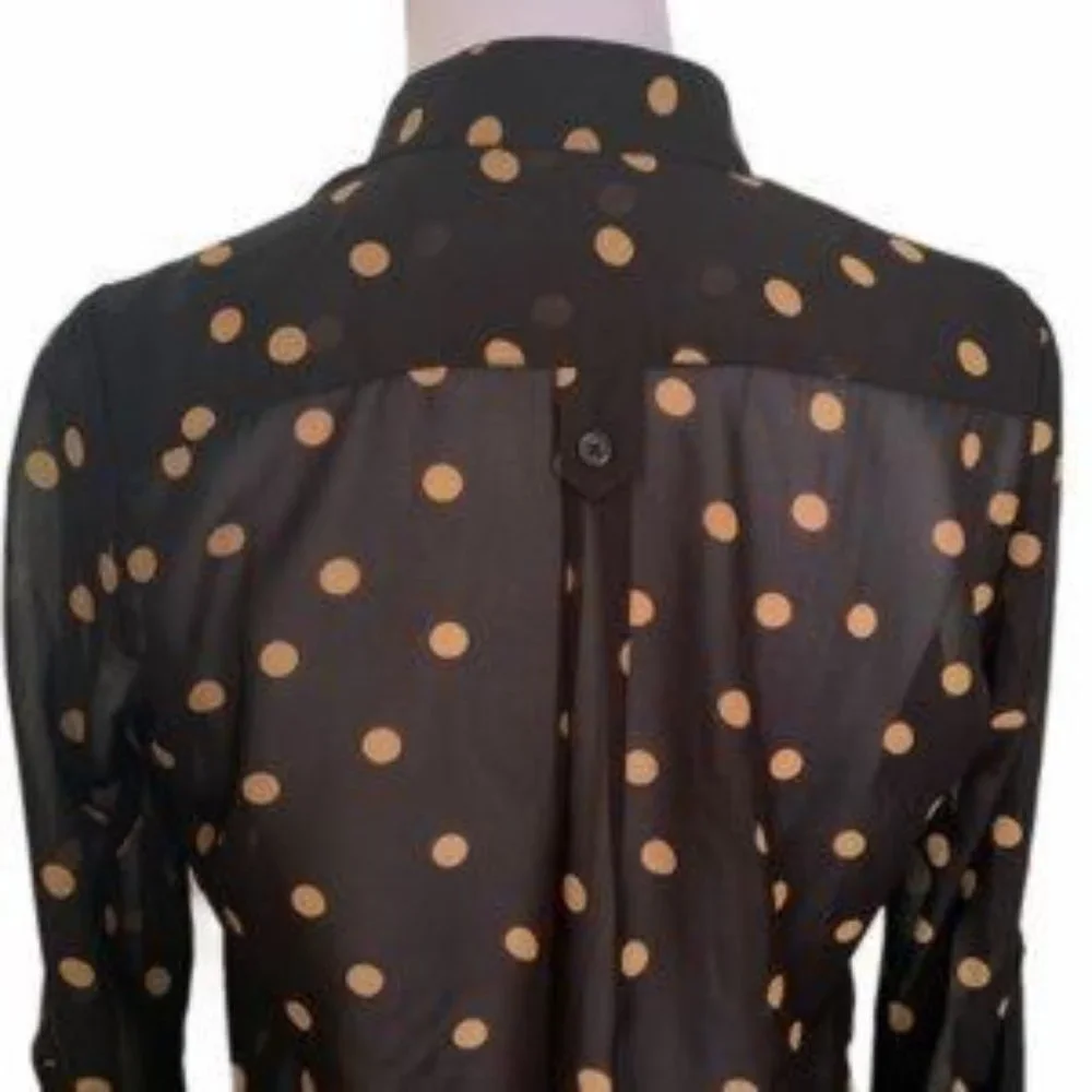 Ali & Kris Black/ Tan Sheer Polka Dot Top Size: S - Picture 5 of 6